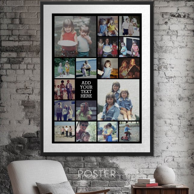 17 FotoCollage und Text - Schwarz bearbeiten Poster (Personalized Poster - Add your photos and text)
