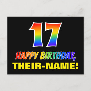 17. Geburtstag: Bold, Fun, Simple, Rainbow 17 Postkarte
