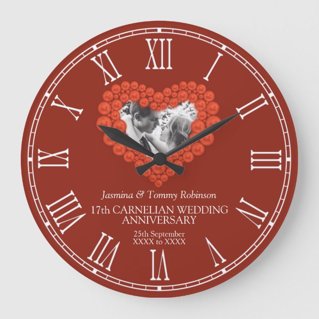 17. Geburtstag des Carnelian Custom Foto Große Wanduhr (Vorderseite)