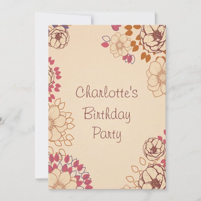 17. Geburtstag des Mädchens Niedlich Einladung (Vorderseite)