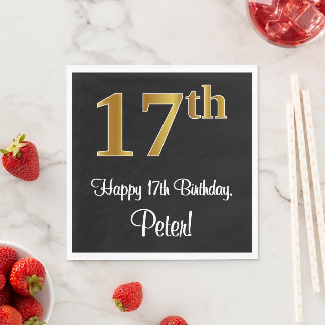 17. Geburtstag ~ Elegante Luxuriöse Imitate Gold L Serviette (Beispiel)