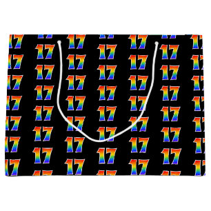 17. Geburtstag: Fun Rainbow Event Nummer 17 Muster Große Geschenktüte