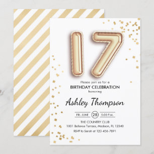 17. Geburtstag - Goldballons Einladung