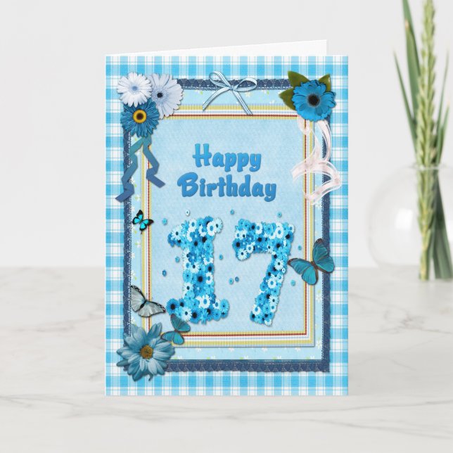 17. Geburtstag mit Scrapbook-Effekt Karte (Vorderseite)