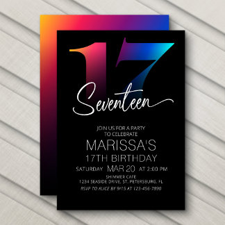17. Geburtstag modern Einladung