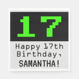 17. Geburtstag - Nerdy / Geeky Style "17" & Name Serviette