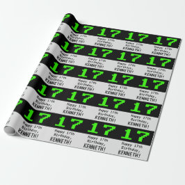 17. Geburtstag - Nerdy / Geeky Style "17" und Name Geschenkpapier