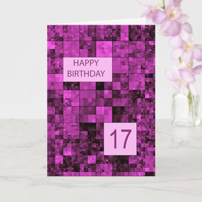 17. Geburtstag Pink-Pattern-Karte Karte (Orchidee)