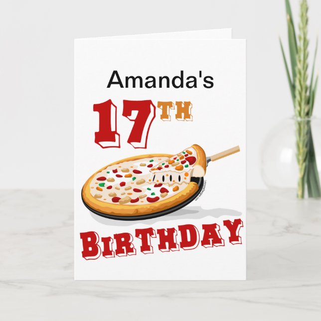 17. Geburtstag Pizza Party Karte (Vorderseite)