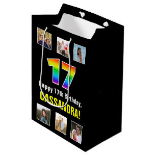 17. Geburtstag: Regenbogen "17", benutzerdefiniert Mittlere Geschenktüte