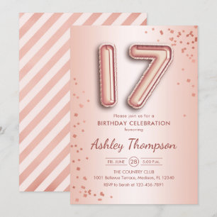 17. Geburtstag - Rose Gold Balloons Einladung