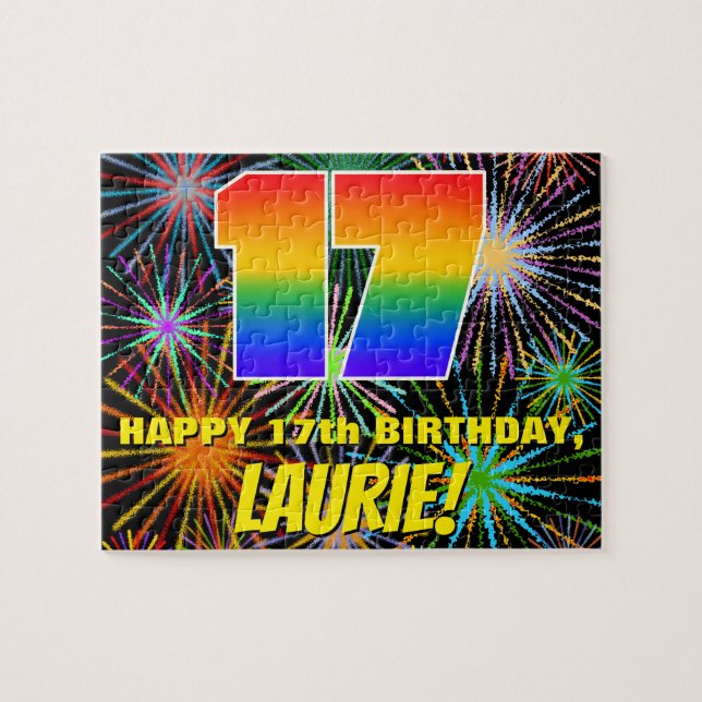 17. Geburtstag: Spaß, bunte feierliche Feuerwerke (Horizontal)
