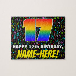 17. Geburtstag — Spaß, farbenfrohe Musiksymbole &