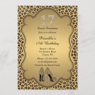 17. Geburtstagseinladung, Zahldiamanten, Gepard Einladung