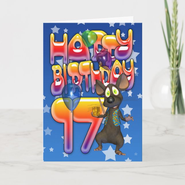 17. Geburtstagskarte, Happy Birthday Karte (Vorderseite)