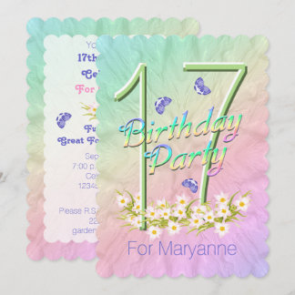 17. Geburtstagsparty Butterfly Garden Einladung