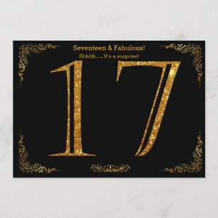 17. Geburtstagsparty, Gatsby-Styl, schwarzer Glitz Einladung