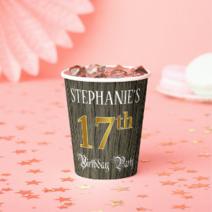 17. Geburtstagsparty - Imitate Gold & Imitate Wood Pappbecher