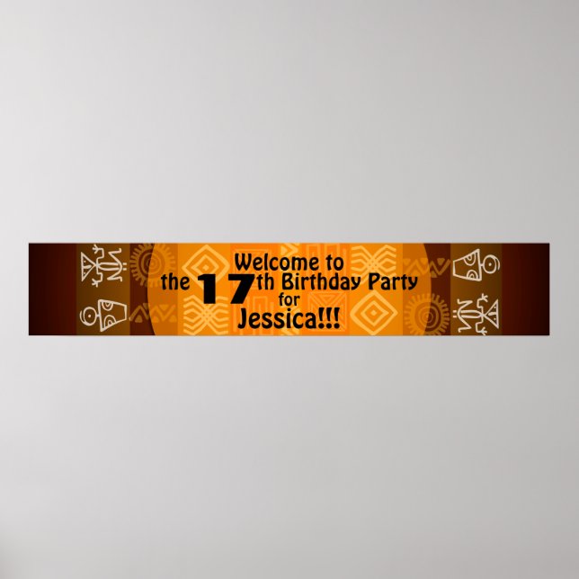 17. Geburtstagsparty Personalisiert Banner 60x11 Poster (Vorne)