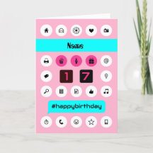 17. Hashtag Geburtstag Smartphone-Symbole hinzufüg