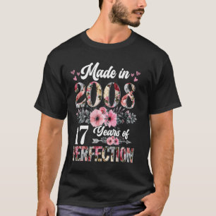 17 Jahre alt Geboren im Jahr 2008 florale 17. Gebu T-Shirt