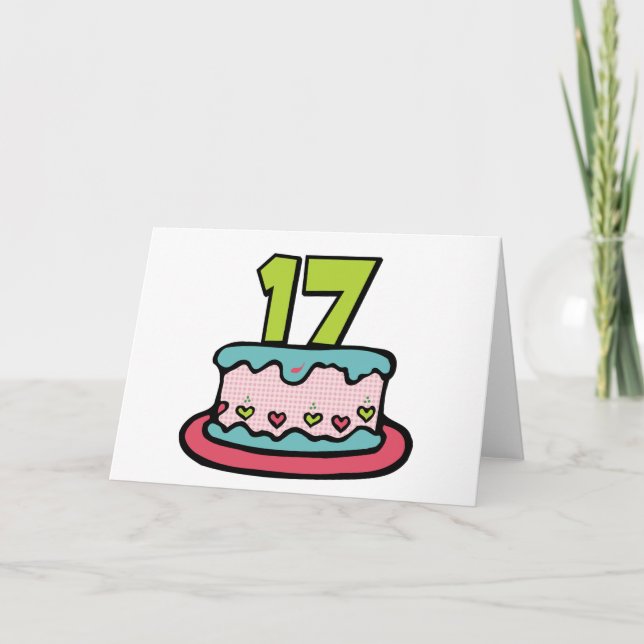 17 Jahre alter Geburtstagskuchen Karte (Vorderseite)