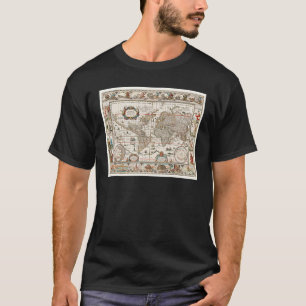 17. JAHRHUNDERT ANTIQUE WORLD MAP GESCHICHTE GEOGR T-Shirt