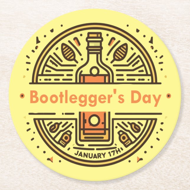17. Januar - Bootlegger's Day Runder Pappuntersetzer (Vorderseite)