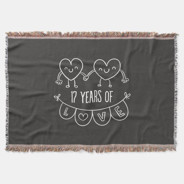 17. Jubiläum Geschenk Chalk Herzen Decke (Vorderseite)