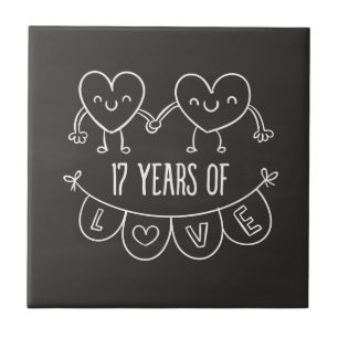 17. Jubiläum Geschenk Chalk Herzen Fliese