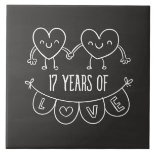 17. Jubiläum Geschenk Chalk Herzen Fliese