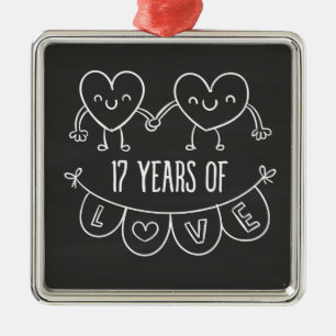 17. Jubiläum Geschenk Chalk Herzen Ornament Aus Metall