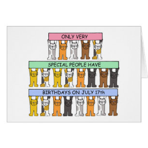 17. Juli Cartoon Cats Holding Banners