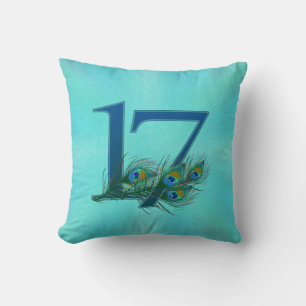 17 Pfauenfeder-Jubiläum Elegant Kissen
