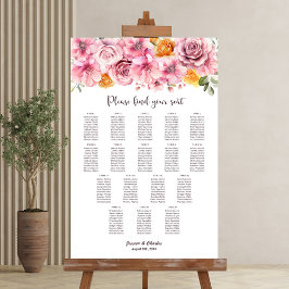 17 Tabelle Elegant Rosa Blumenkarte Poster