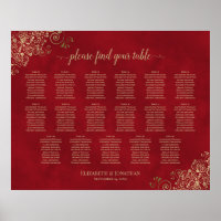 17 Tabelle Gold Frills auf Red Wedding Seating Cha