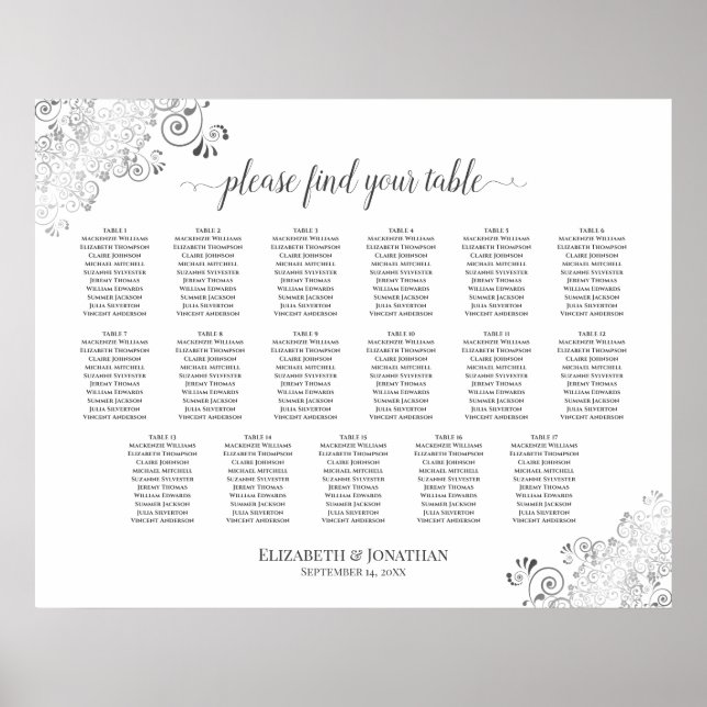 17 Tafelsilber-Frills Weiße Hochzeitsstift Poster (Vorne)