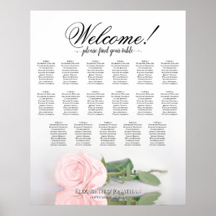 17 Tisch Elegante rosa Rose Hochzeit Sitzordnung Poster