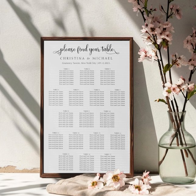 17 Tische 130-150 Gäste Vertikale Sitzkarte Poster (Von Creator hochgeladen)