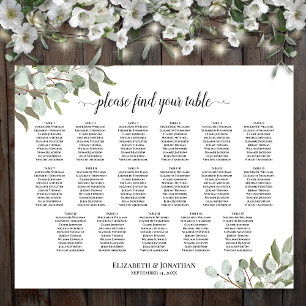 17 Tische Eukalyptus Grün Hochzeit Sitzordnung Poster