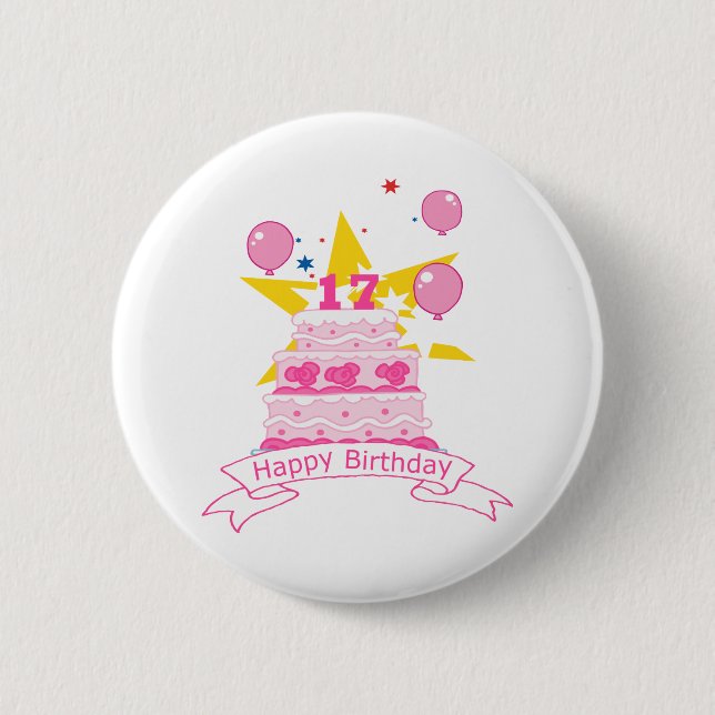 17 Year Old Birthday Cake Button (Vorderseite)
