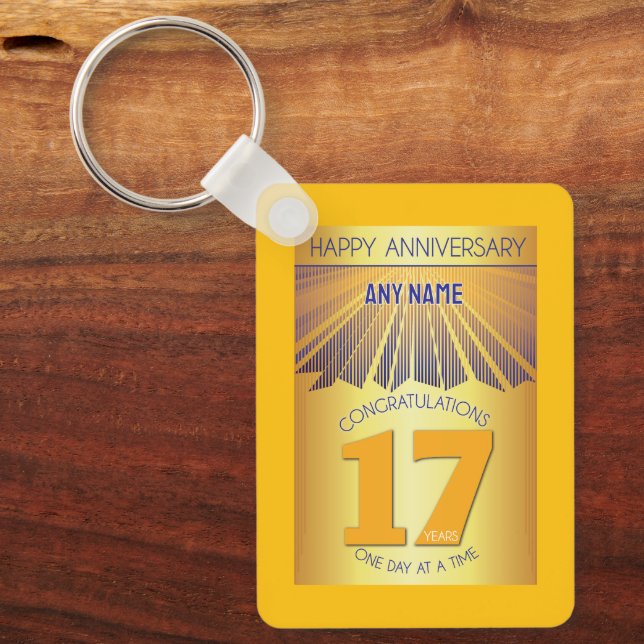 17 Year Sober Anniversary | Golden Ray 12 Step Schlüsselanhänger (Vorderseite)