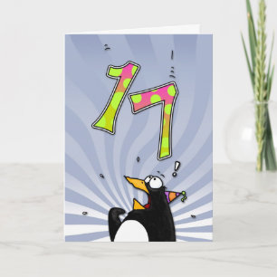17e anniversaire - Carte de surprise de pingouin