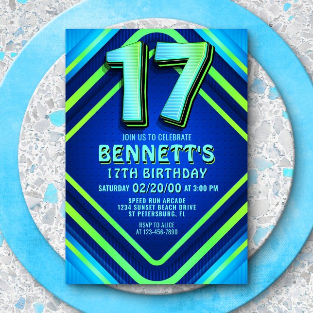 17e anniversaire Neon Invitation (Créateur téléchargé)
