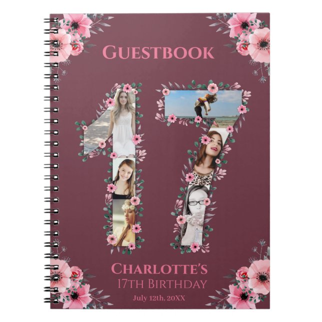 17e anniversaire Photo Collage rose Fleur Livre d' (Devant)
