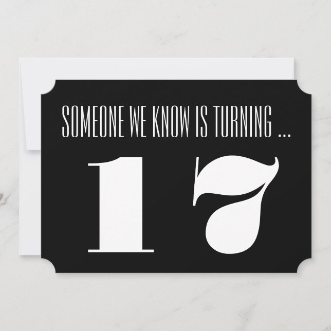 17ème Invitation de fête d'anniversaire, noir et (Devant)