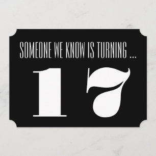 17ème Invitation de fête d'anniversaire, noir et