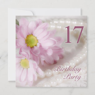 17th Birthday party invitation with daisies Einladung