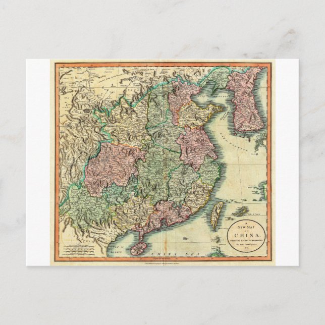 1801 John Cary Map of China and Korea Postkarte (Vorderseite)