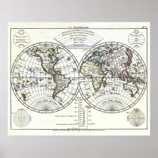 1806 Atlas Map: La Mappemonde von Eustache Hérisso Poster